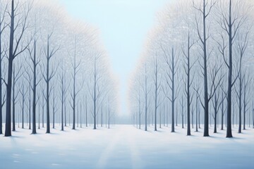 Naklejka premium Road winter forest landscape outdoors woodland.