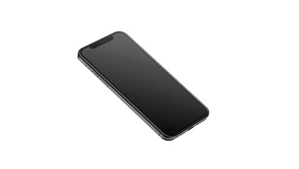 Black Smartphone Mockup &ndash; Modern Mobile Phone with Blank Screen on White Background