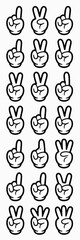 Cartoon Hand Gestures Displayed in Rows - Symbolic Communication, Sign Language, Counting, and Positivity in Modern Art and Graphic Design,  Ideal for Digital Media, Education, Presentations,  Illustr