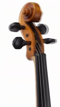 Detailed close up of a wooden violin isolated on a white background musical instrument