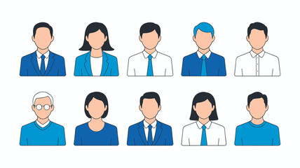 Diverse Team Avatars Presenting Professionalism in Modern Business: Faceless People Icons for Corporate Profiles, Employee Directory, and Website Illustrations, Promoting Teamwork, Leadership, Diversi
