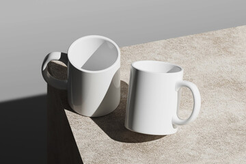 Pair of White Mugs Mockup for Print-on-Demand Design