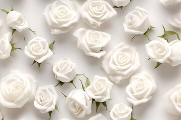 Obraz premium White roses backgrounds pattern flower.