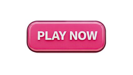 Glossy Pink Play Now Button With White Text On A Transparent Background And Subtle Reflections