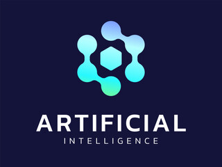 Artificial Intelligence (AI) Logo Vector Design Concept with Futuristic Hexagonal Molecule Brand Identity Symbol for Biotechnology, Science, and Modern Tech Corporate Consulting Solutions, ui, website
