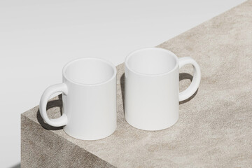 Clean Minimal Coffee Mug Mockup with Shadow Play
