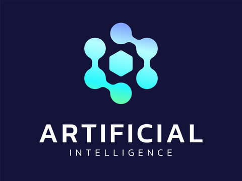 Artificial Intelligence (AI) Logo Vector Design Concept with Futuristic Hexagonal Molecule Brand Identity Symbol for Biotechnology, Science, and Modern Tech Corporate Consulting Solutions, ui, website