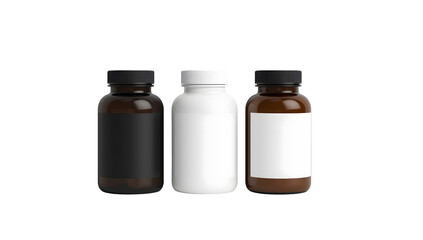 Supplement & Pharmacy Packaging Mockup Collection of Empty Prescription Bottles