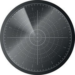 Realistic digital HUD radar gray dotted display in searching, detection, navigation interface, vector navy or air sonar