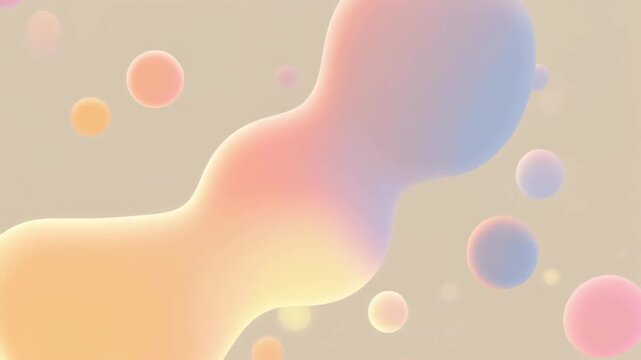 Abstract 3D render of colorful liquid metaballs morphing and floating in a seamless loop.
