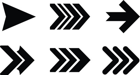 Black arrows on white background pointers direction