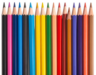 Fototapeta premium Top Down Flat Lay of Colorful Pencils, Isolated PNG