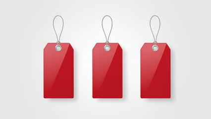 &ldquo;Red Tag Trio with String &ndash; Hanging Discount Tags, Sale Labels, Price Tags Mockup&rdquo;

