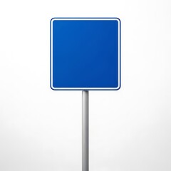 A clean, blank blue square road sign with a white border, ready for custom text or symbols