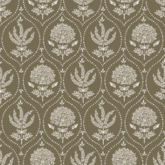 Stylish Hand drawn  floral pattern with paisley and indian chintz flower motifs. damask modern style pattern , Design for fashion , fabric, textile, wallpaper , wrapping and all prints