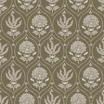 Stylish Hand drawn  floral pattern with paisley and indian chintz flower motifs. damask modern style pattern , Design for fashion , fabric, textile, wallpaper , wrapping and all prints