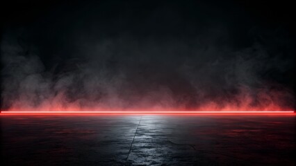 Obraz premium Dark Moody Concrete Floor with Intense Red Neon Glow and Smoke Premium Cyberpunk Futuristic Background 4K