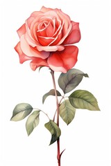 Rose flower plant white background.