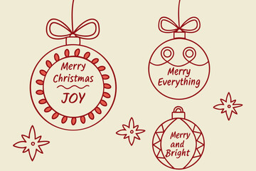 Ornament illustrations with christmas greetings © Rana