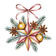 Elegant Christmas star ornament with festive details adds a touch of holiday magic and cheer