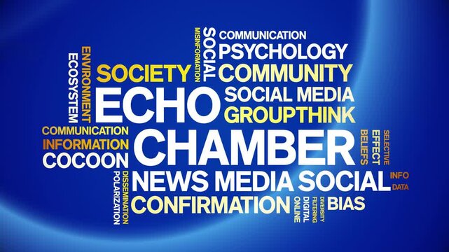 Echo Chamber animated word cloud-text design animation tag kinetic typography seamless loop.