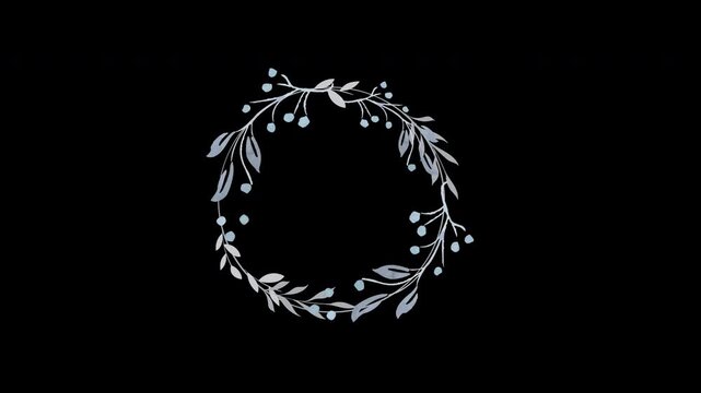 Animated Flower Wreath Text Frame Wedding Decoration Alpha Channel