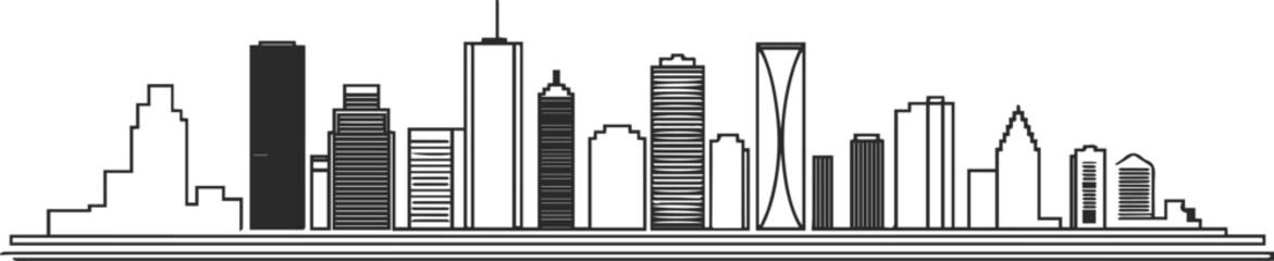 houston skyline cityscape line art vector minimal illustration