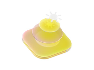 3D Glossy Brightness Icon Transparent..This element has a soft glow, smooth gradients, and floating layered design perfect for app icons, user interface concepts, digital dashboards, technology themes