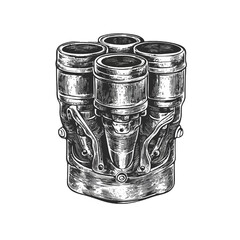 Piston pin on white background 