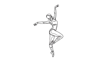 Elegant sketch of a young woman in a flowing dress dancing gracefully outline vector.