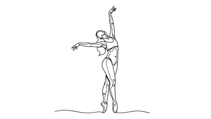 Elegant sketch of a young woman in a flowing dress dancing gracefully outline vector.