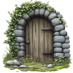 Old door with flowers