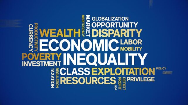 Economic inequality animated word cloud-text design animation tag kinetic typography seamless loop.