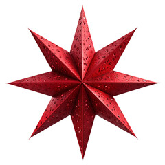 red 3d christmas star on transparent png background