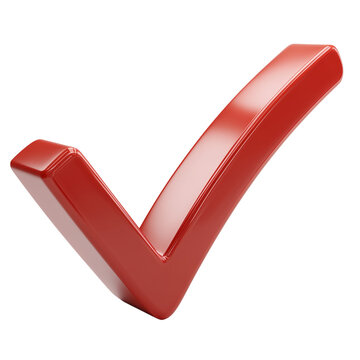red 3d tick check mark on transparent png background