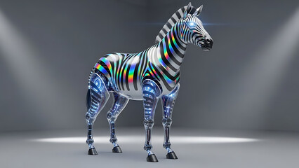Custom vertical slats with your photo Zebra cyborg holographic stripes studio background