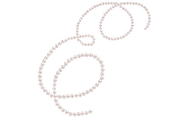 White Pearls Alphabet Letter E Luxury Text Design Vector Illustration.