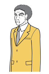 斜め左向きのスーツの中年男性（シンプル・上半身）