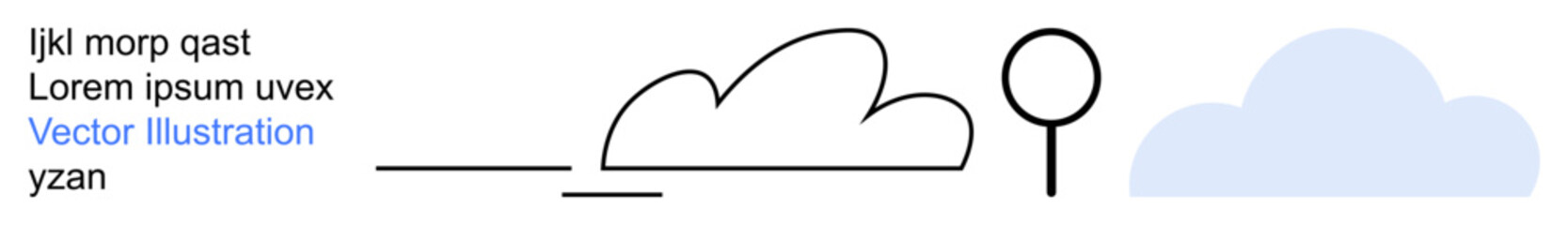 Environment, design, abstract art, simplicity, climate, nature. Minimal cloud shape, a tree and abstract lines. Environment and design through stylized forms and minimalism