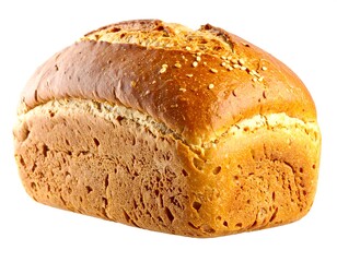 Close-up studio shot of golden brown loaf of freshly baked bread