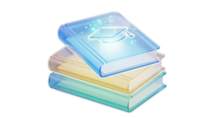 3D Glassmorphism Students Book Icon for Education.png