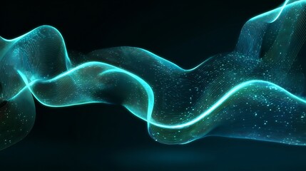 Abstract glowing wave patterns bioluminescent light effect flowing lines and curves soft luminous glow futuristic vector design no text