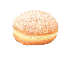 ベルリーナ　ドイツの揚げ菓子　水彩色鉛筆イラスト
