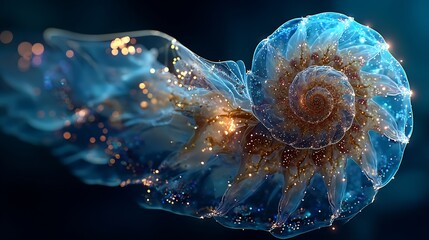 Abstract glowing spiral inspired bioluminescent marine life vector illustration