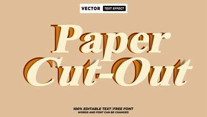 Bold paper cut-out editable vector text effect. cut-out style typography design for posters, magazines and street-style branding. 