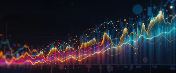 Analyzing financial trends with data visualization digital space infographic dynamic environment insights