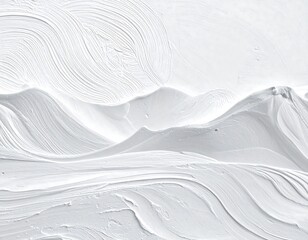 Obraz premium A textured, abstract artwork showcasing a mountainous landscape with flowing, white brushstrokes