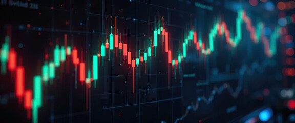 Analyzing stock market trends with digital data visualization financial analysis modern technology close-up view insightful concepts