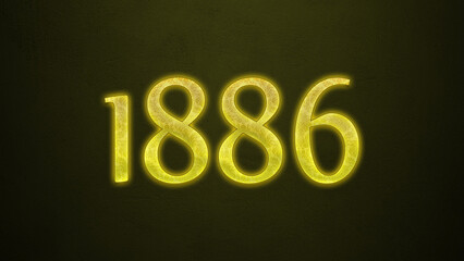 Neon glowing yellow number of 1886 on dark background.