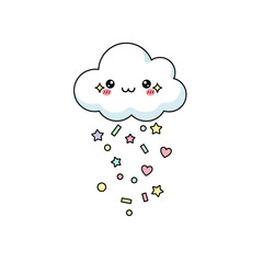Kawaii Cloud Sprinkling Stars and Hearts